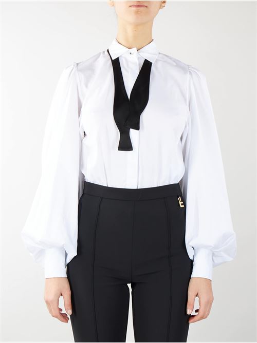 Camicia body in popeline di cotone con cravattino Elisabetta Franchi ELISABETTA FRANCHI | Camicia | CB00442E2100
